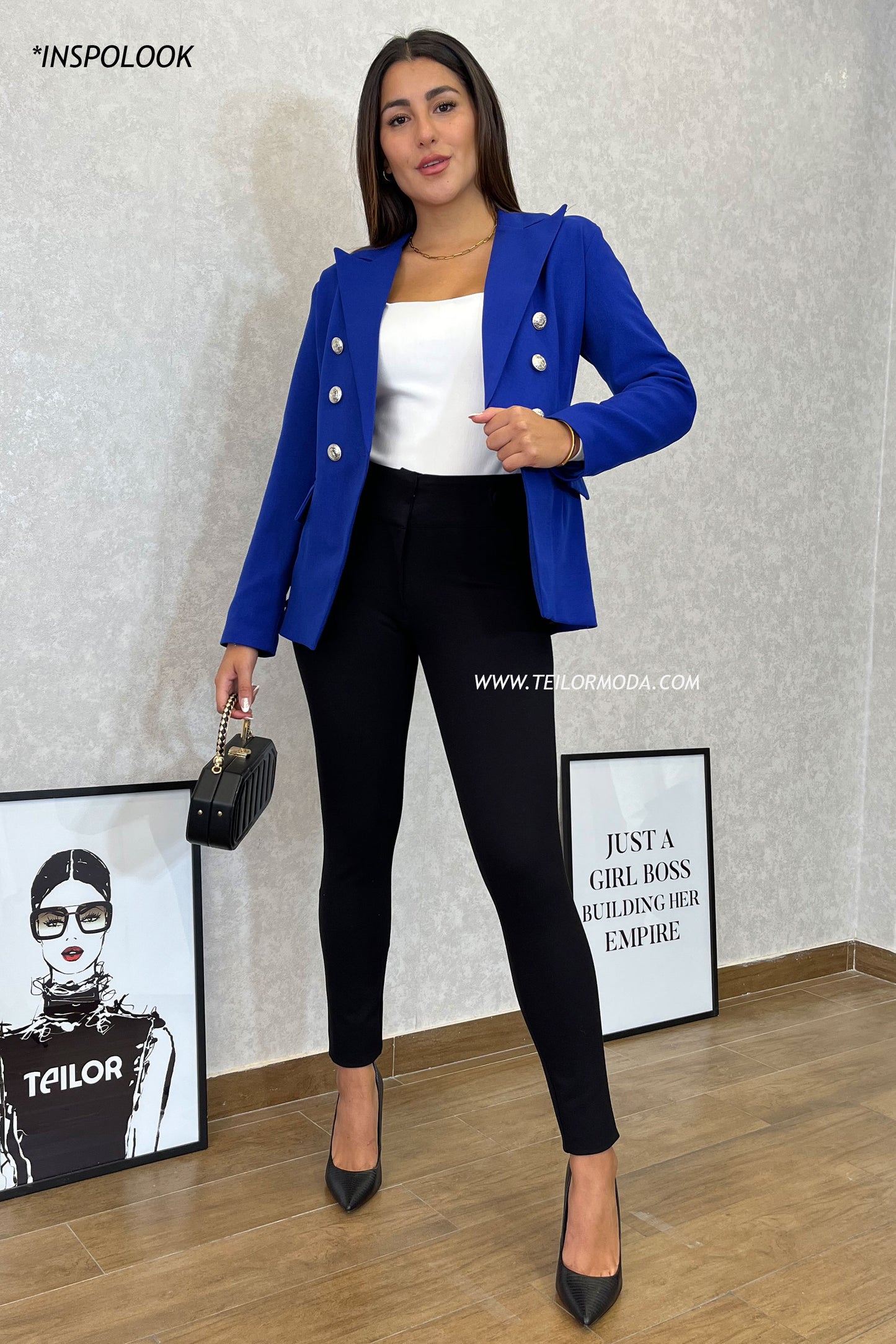 BLAZER CRUZADO TESSA AZULINO
