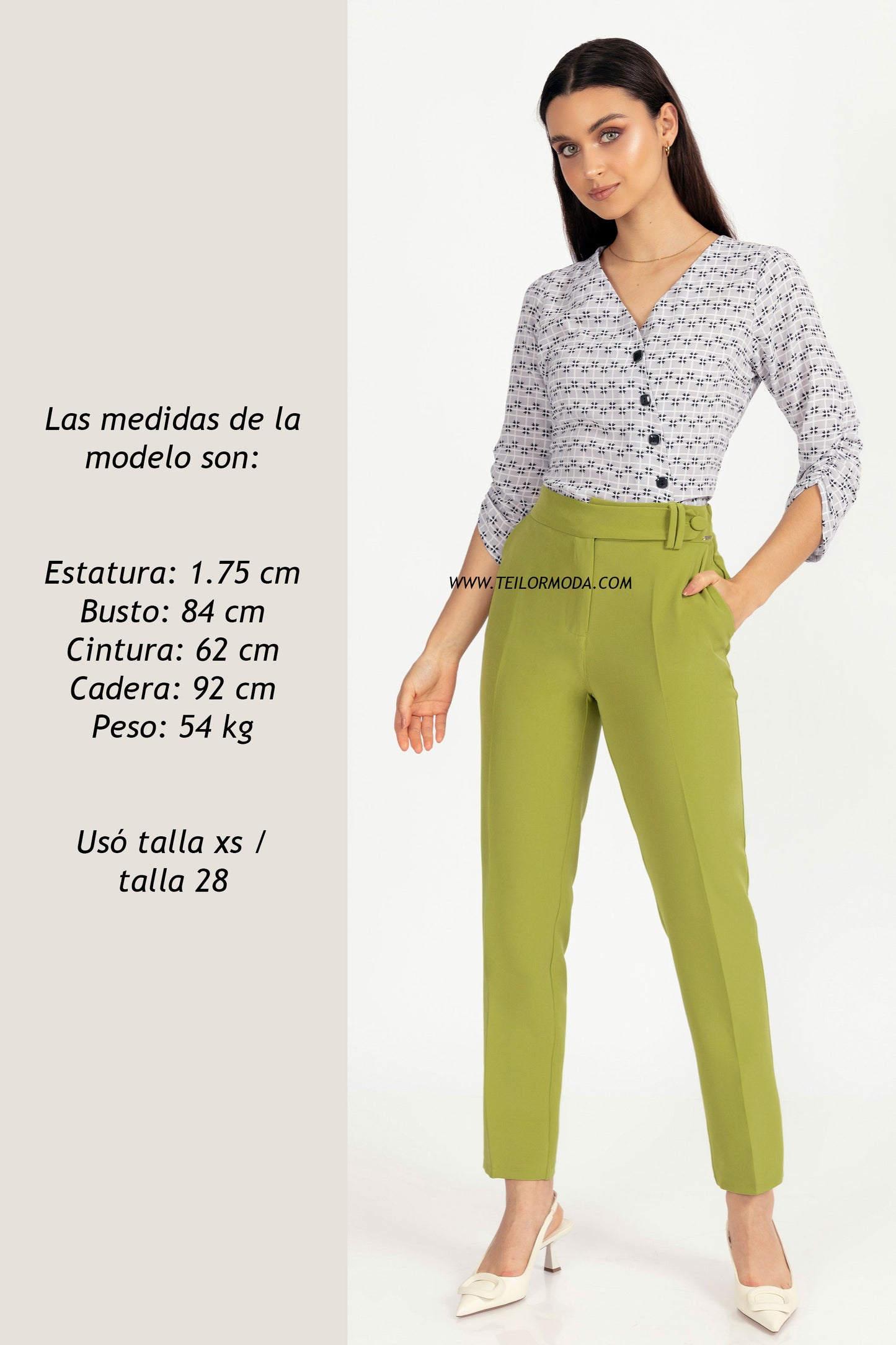 PANTALÓN CON PRETINA CRUZADA LUCIA VERDE