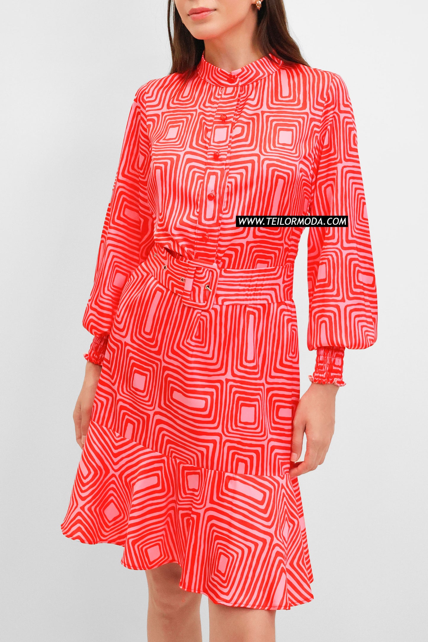 VESTIDO ESTAMPADO VERONICA ROJO