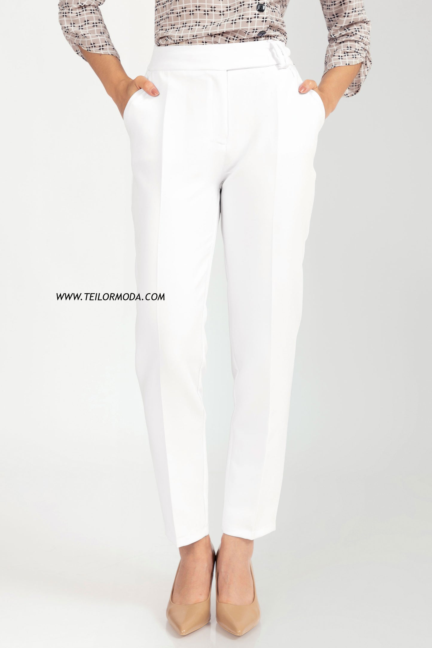 PANTALON CON PRETINA CRUZADA LUCIA BLANCO