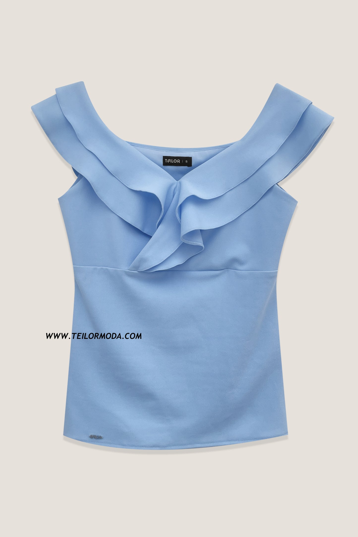 BLUSA CON VUELOS AZUCENA CELESTE