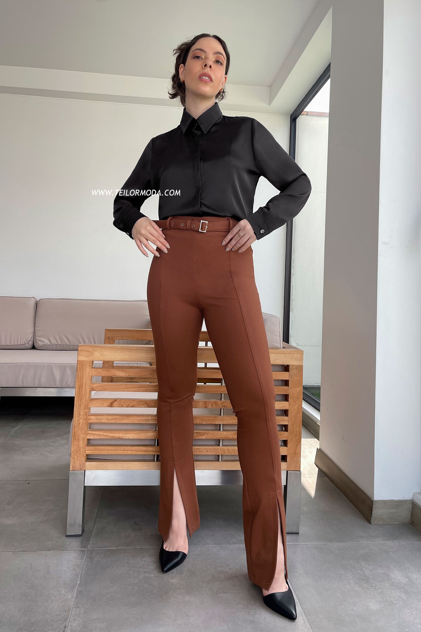 BLUSA DE SATIN NINA NEGRO
