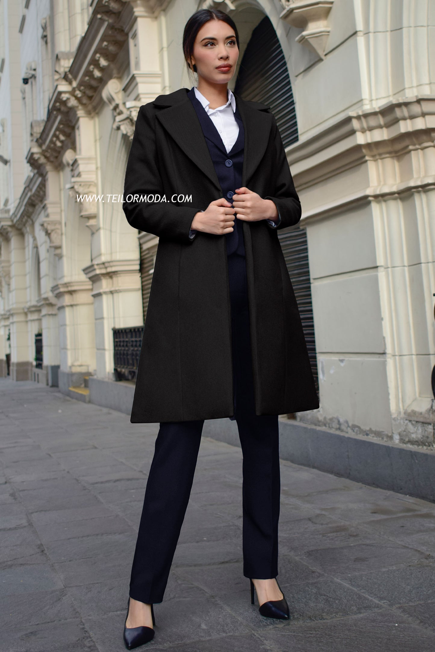 ABRIGO DE PAÑO GABRIELLE NEGRO