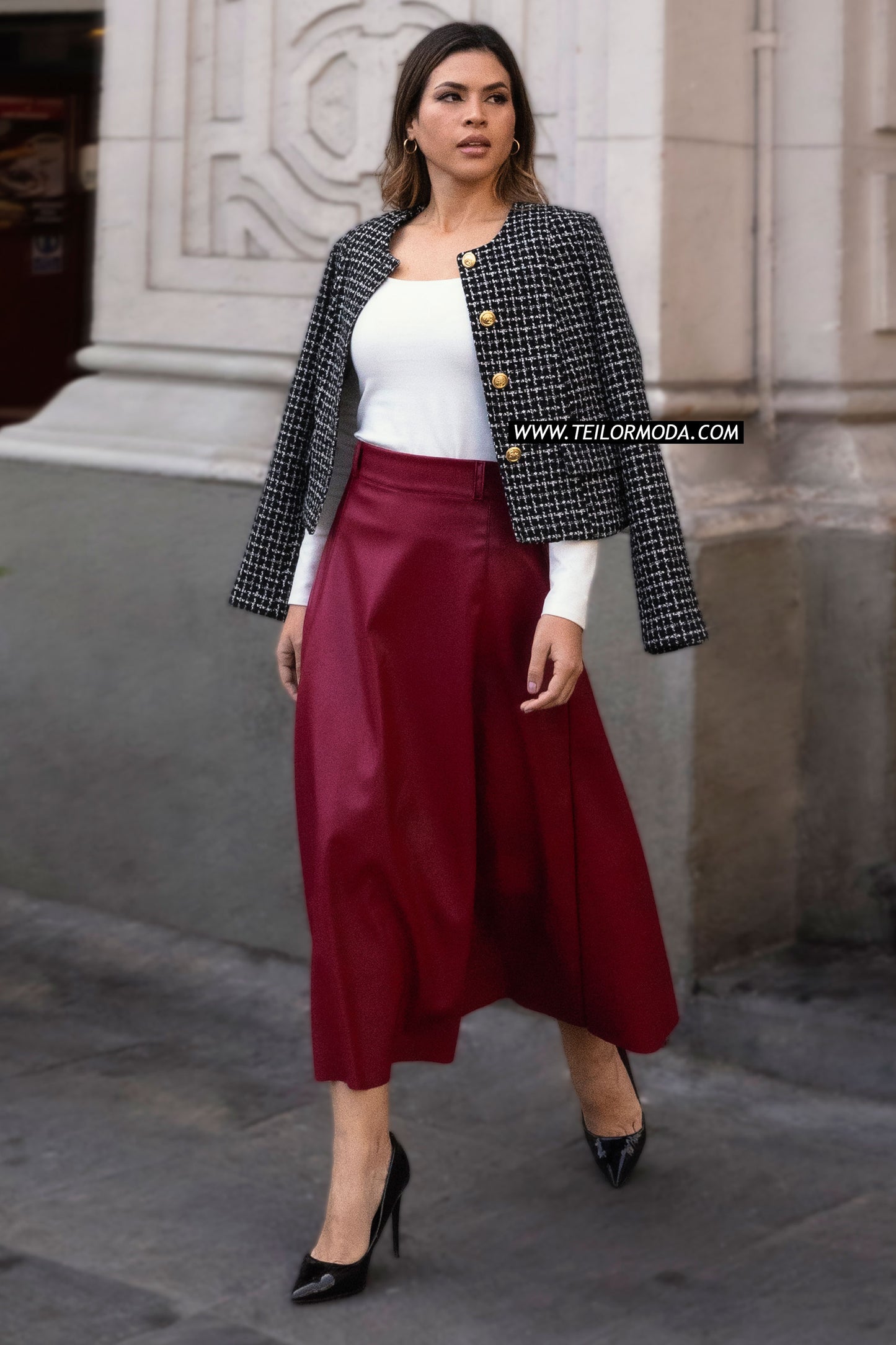 BLAZER CROPPED VICHY OLIVIA NEGRO