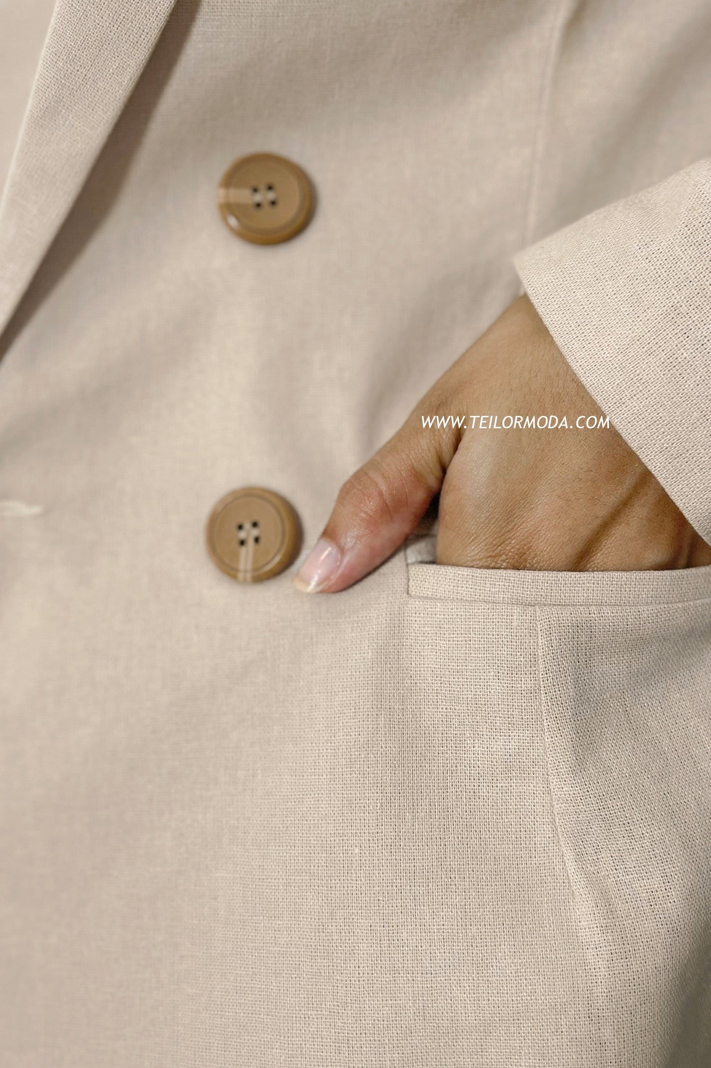 BLAZER DE LINO AMANDA BEIGE
