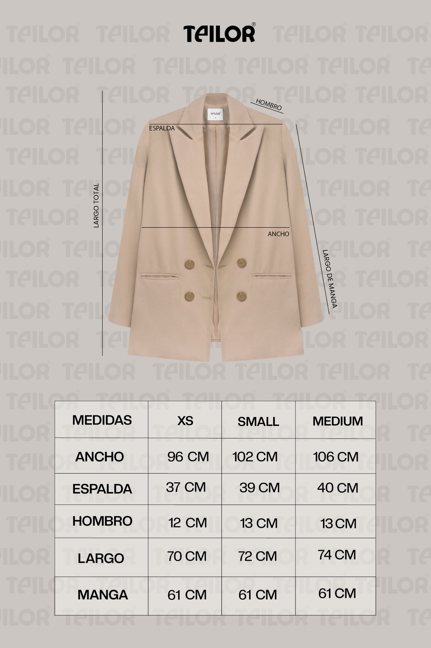 BLAZER DE PAÑO NOA BEIGE