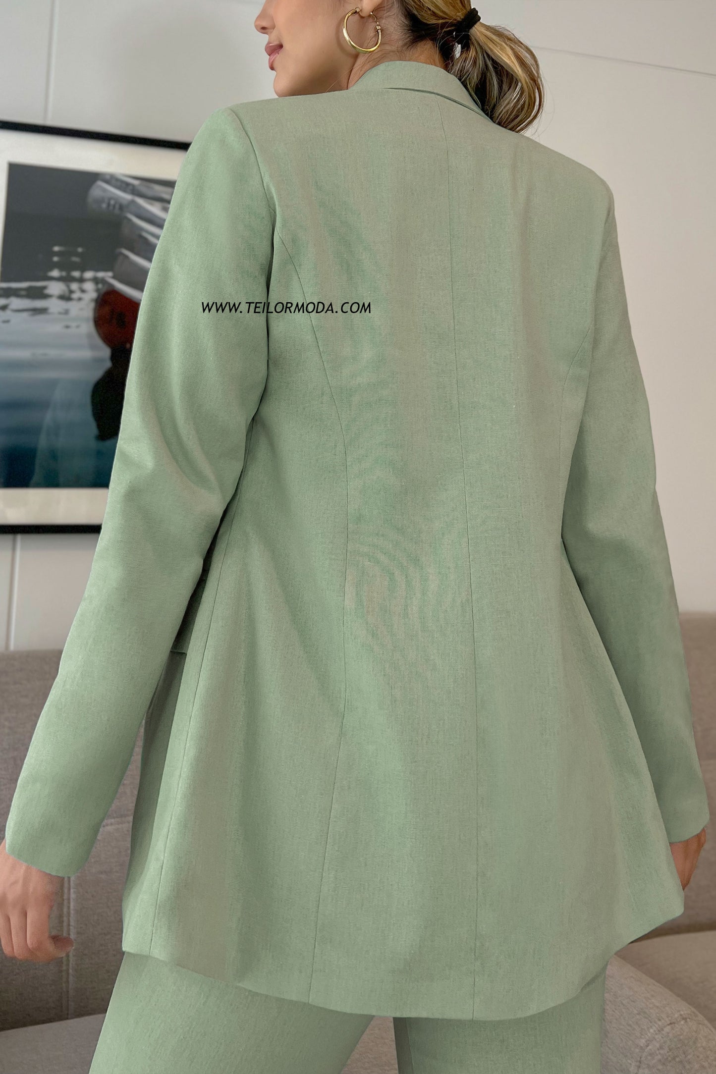 BLAZER DE LINO AMANDA VERDE
