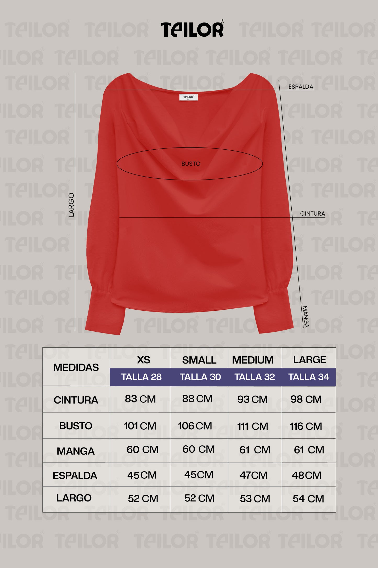 BLUSA MANGA LARGA HANNA ROJO
