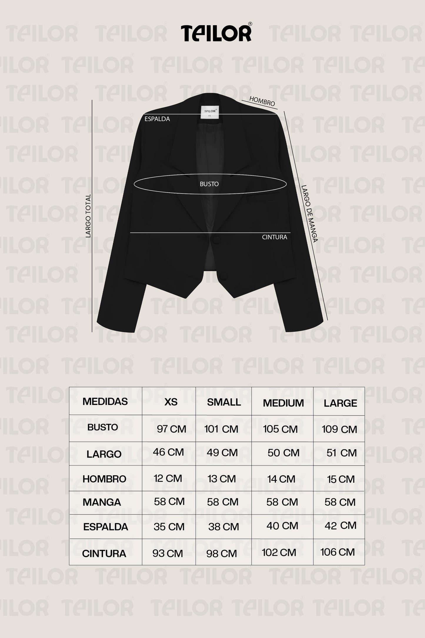BLAZER CROPPED NOOR NEGRO