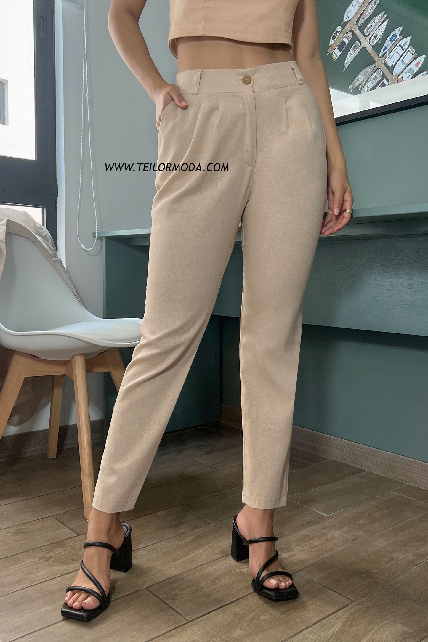 PANTALÓN DE LINO AMANDA BEIGE