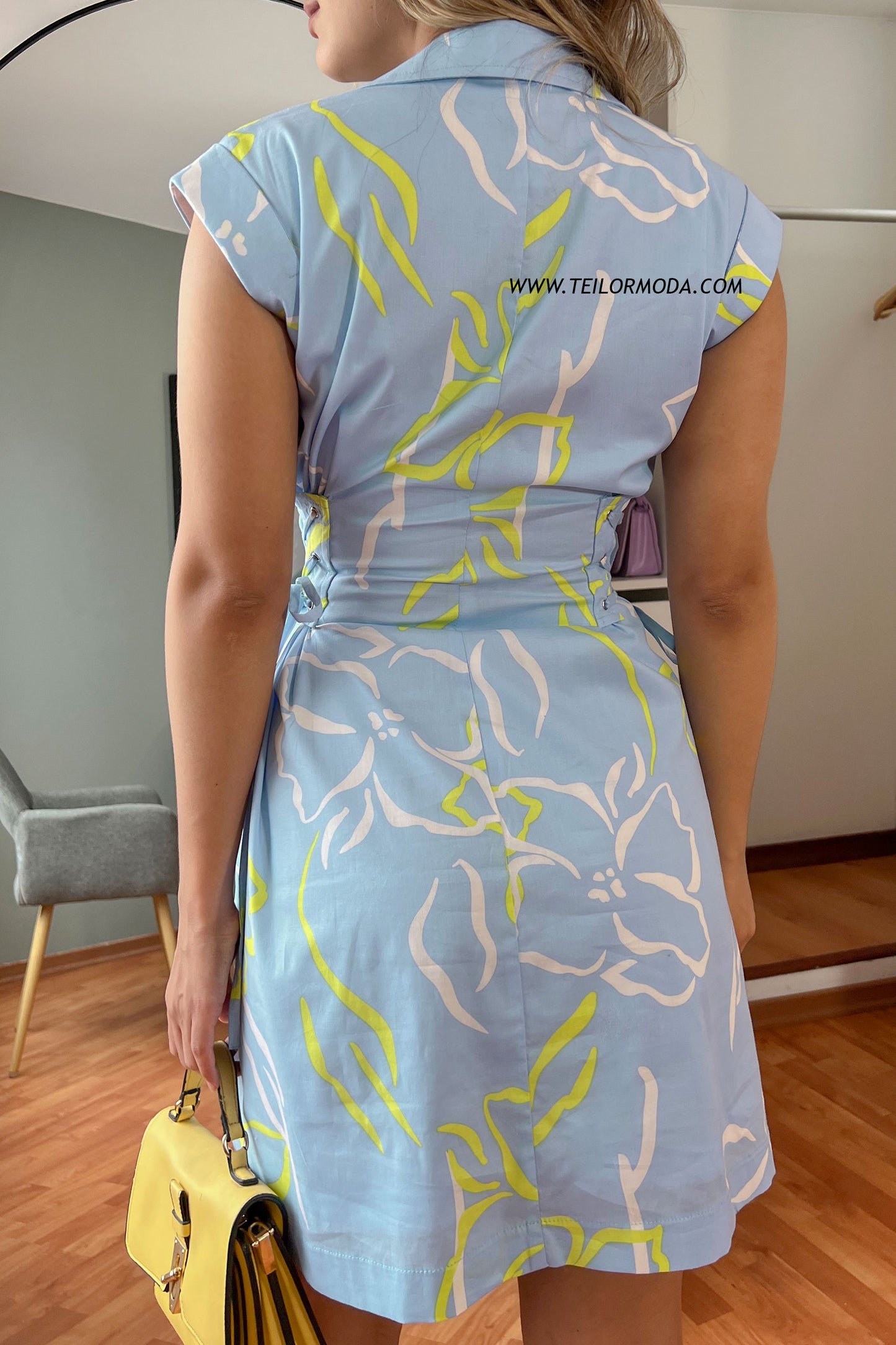 VESTIDO ESTAMPADO ISABELLA CELESTE