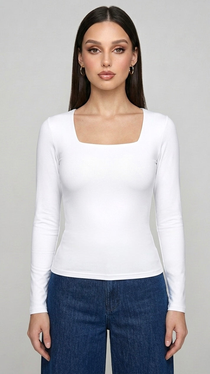 POLO CUELLO CUADRADO MIA BLANCO