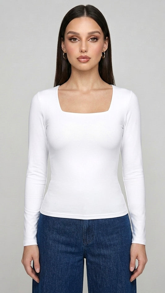 POLO CUELLO CUADRADO MIA BLANCO