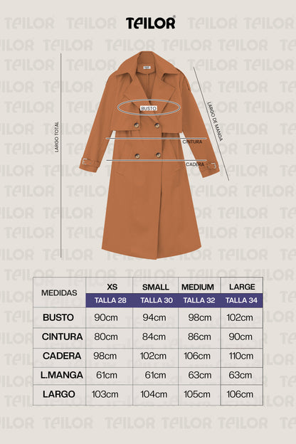 TRENCH COAT GABARDINA ELIZA CAMELLO