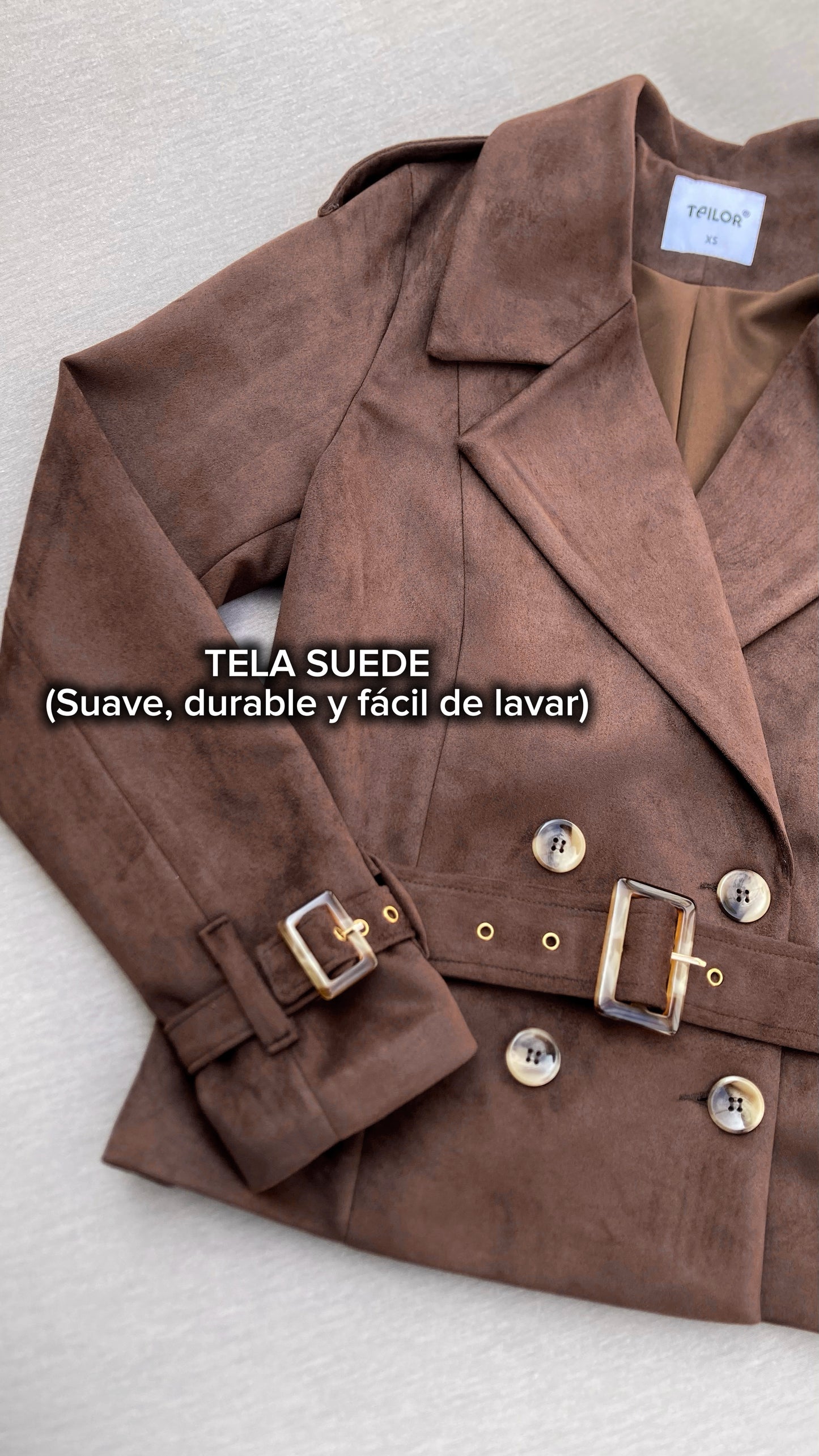 TRENCH COAT CROPPED OLIVIA MARRÓN