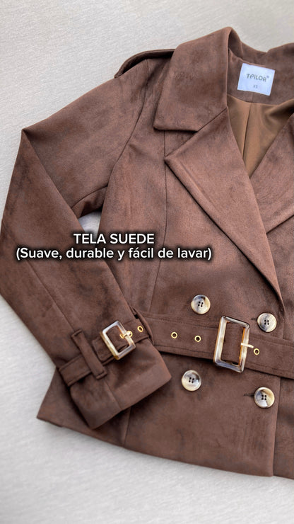 TRENCH COAT CROPPED OLIVIA MARRÓN