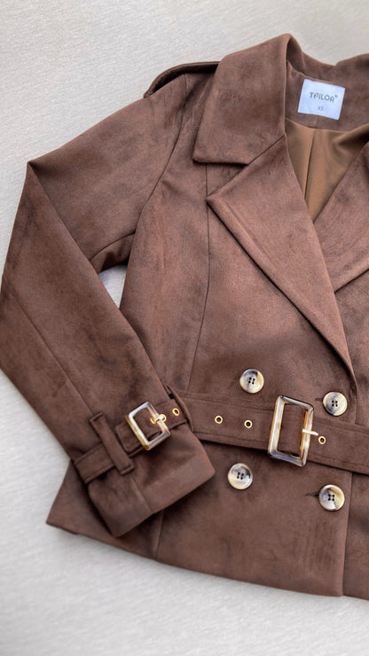 TRENCH COAT CROPPED OLIVIA MARRÓN