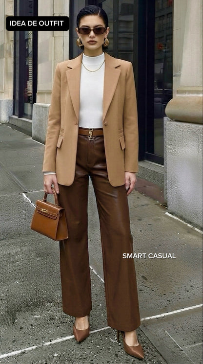 PANTALON DE CUERINA MARRON MAFER