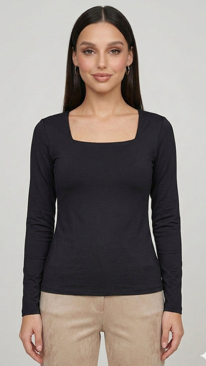 POLO CUELLO CUADRADO MIA NEGRO