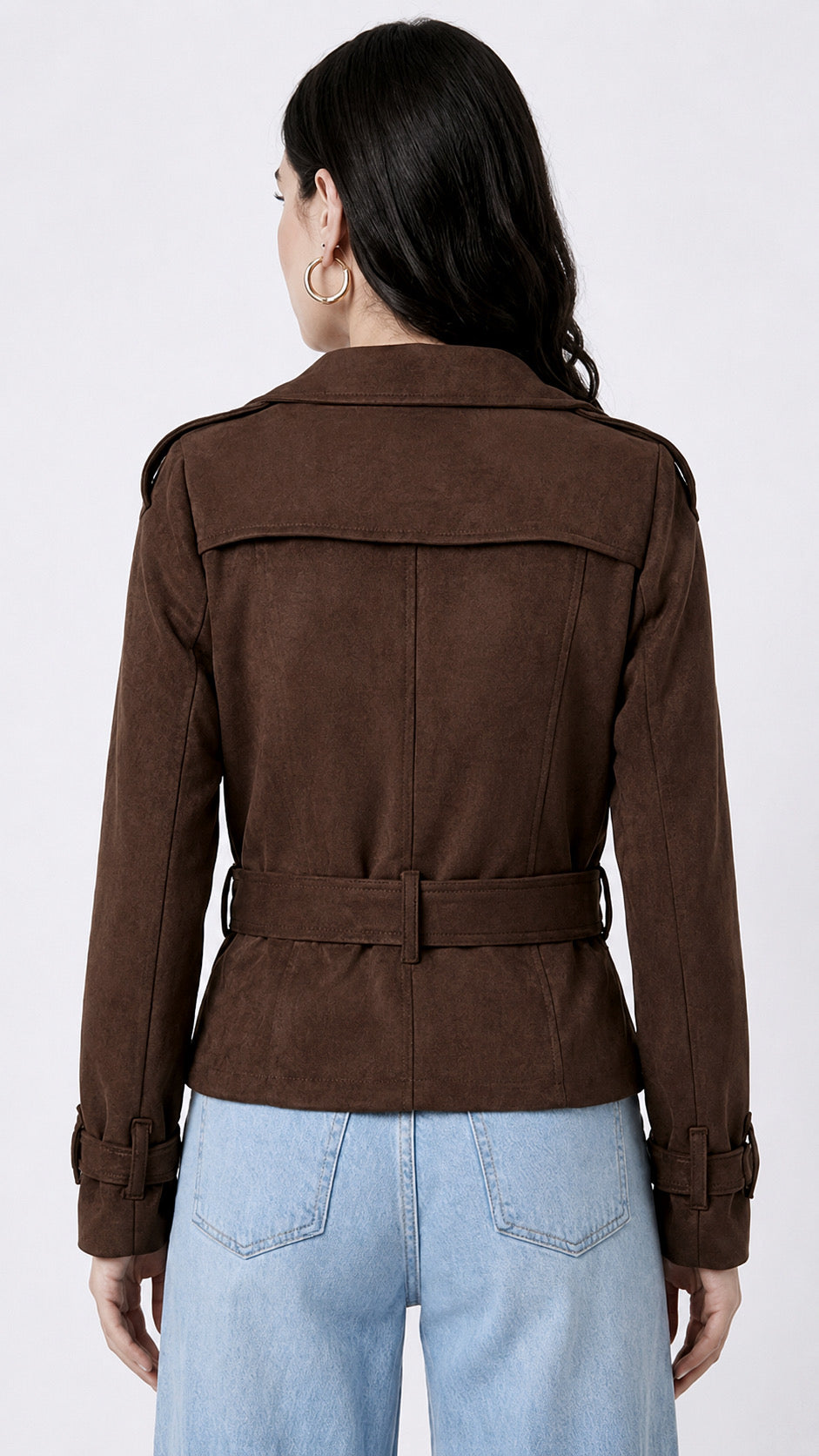 TRENCH COAT CROPPED OLIVIA MARRÓN