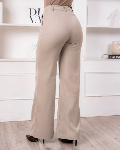 CONJUNTO SASTRE A RAYAS SARA BEIGE