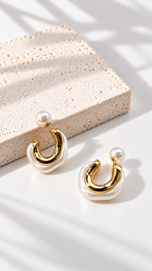 ARETES LARGOS ALMENDRA PERLA