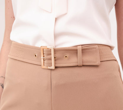 Pantalon de vestir con correa nerea camello