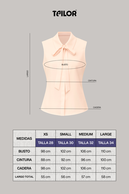 Blusa con lazo manga cero iris beige