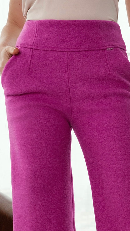 PANTALÓN PALAZZO DE PAÑO LIDIA MAGENTA
