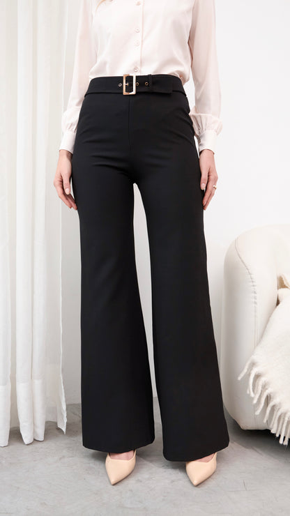 Pantalón de vestir con correa nerea negro