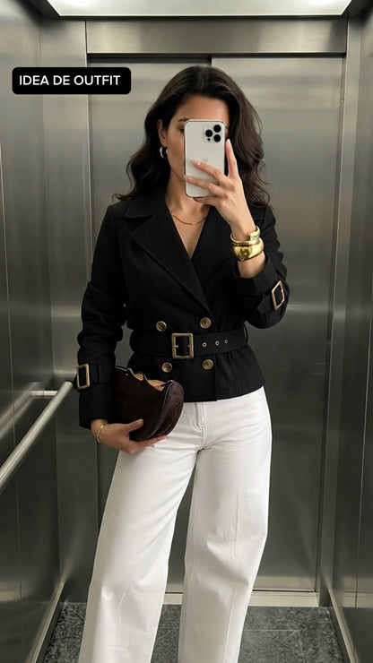 TRENCH COAT CROPPED OLIVIA NEGRO