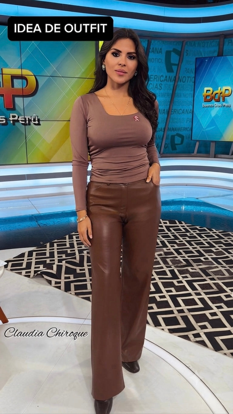 PANTALON DE CUERINA MARRON MAFER