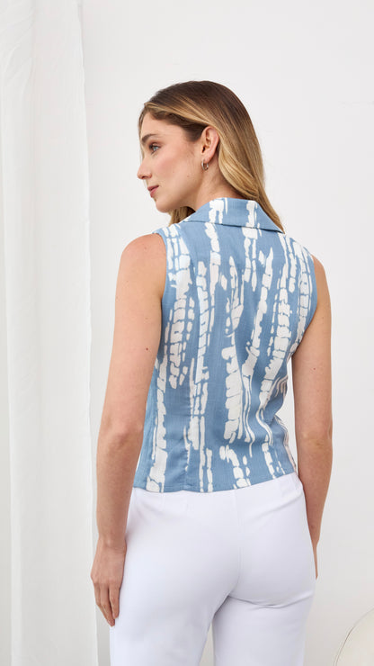 Blusa manga cero aqua celeste