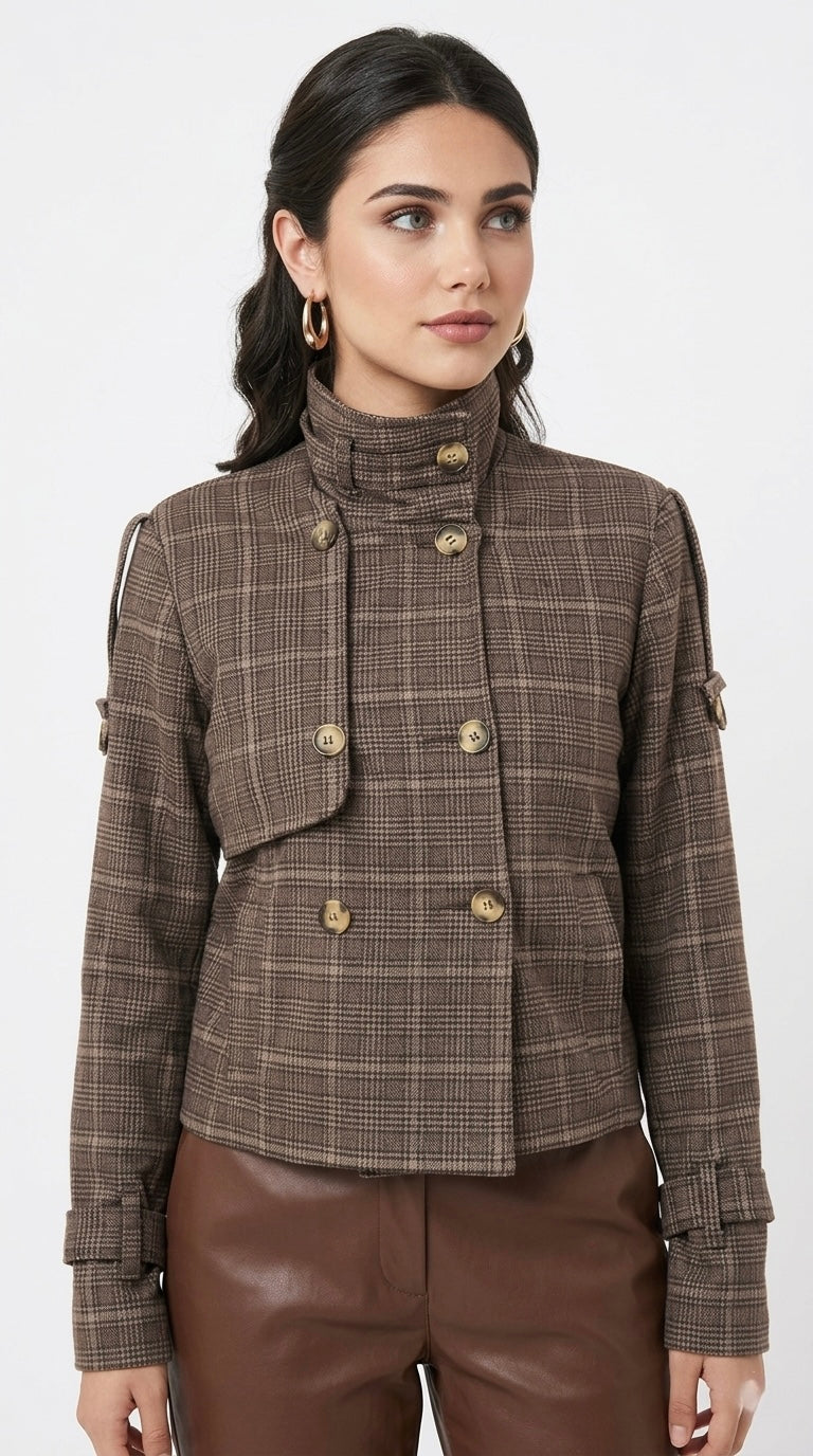 CASACA FUNNEL  NECK JACKET  ALE MARRON