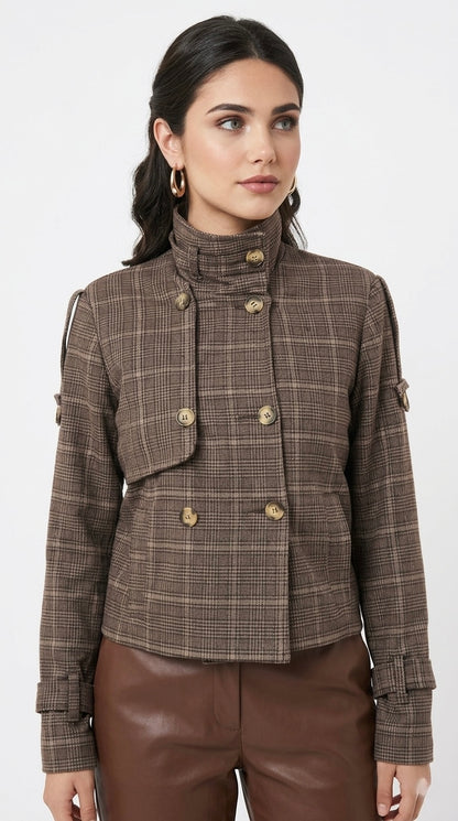 CASACA FUNNEL  NECK JACKET  ALE MARRON
