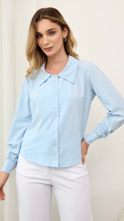 BLUSA CON LAZO REMOVIBLE FEDRA CELESTE