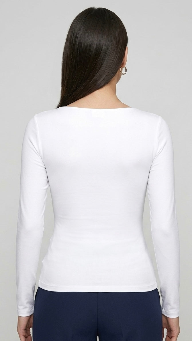 POLO CUELLO CUADRADO MIA BLANCO