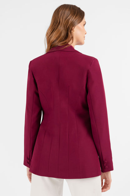 BLAZER CON BOTÓN FORRADO MIKAELA  BORGOÑA