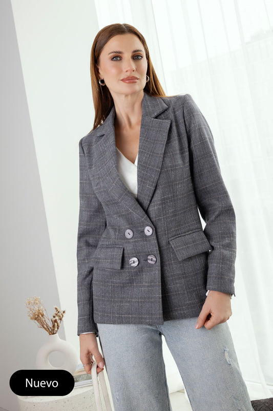 BLAZER DE PAÑO GAIA GRIS PRINCIPE DE GALES
