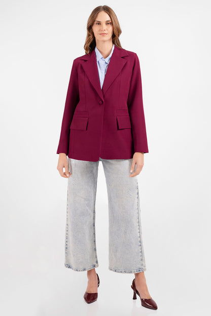 BLAZER CON BOTÓN FORRADO MIKAELA  BORGOÑA