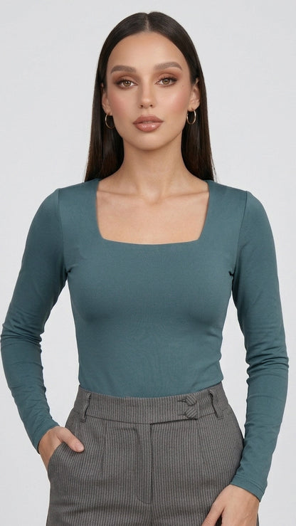 POLO CUELLO CUADRADO MIA COBALTO GRISÁCEO