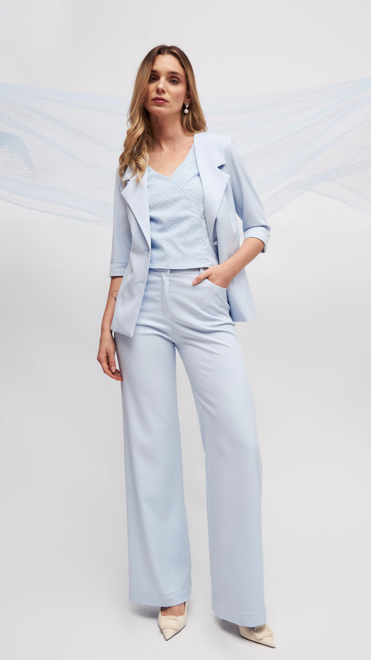 Set conjunto  tres piezas con pantalón silvia celeste