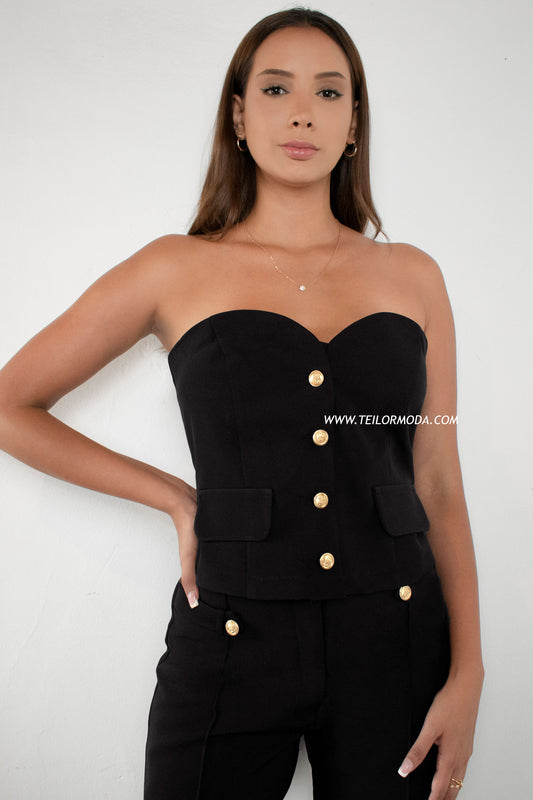 CHALECO STRAPLESS CHARLOTTE NEGRO