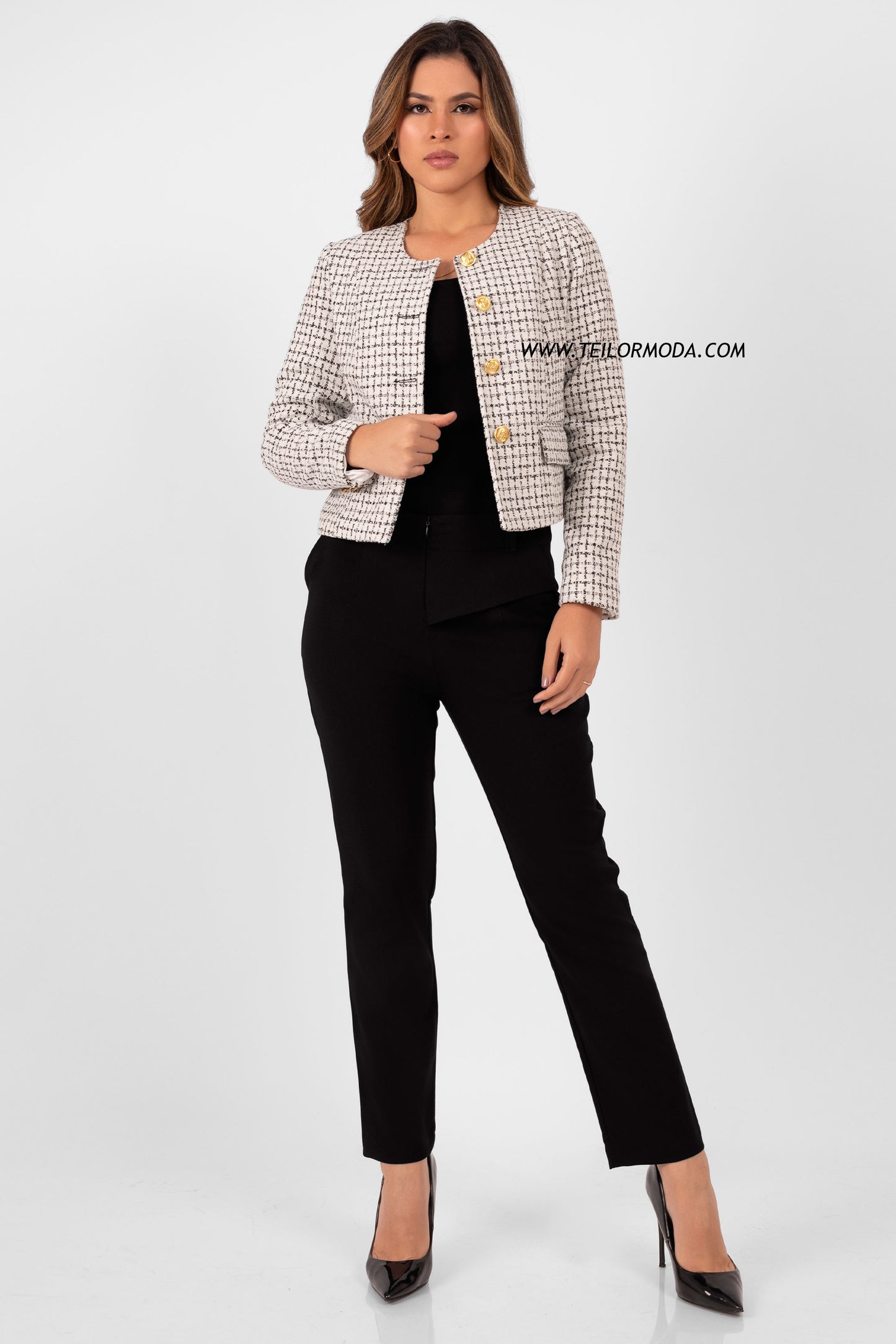 BLAZER CROPPED VICHY OLIVIA PERLA