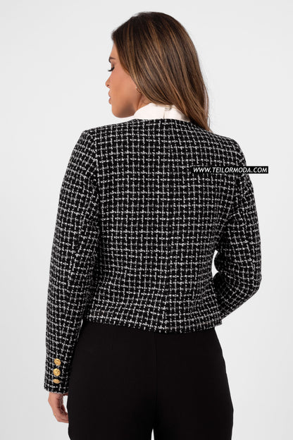 BLAZER CROPPED VICHY OLIVIA NEGRO