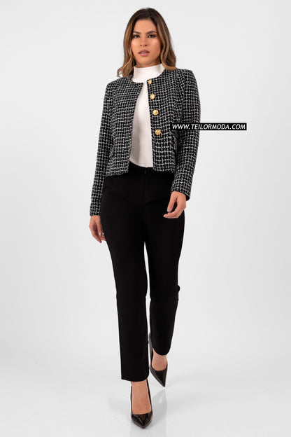 BLAZER CROPPED VICHY OLIVIA NEGRO