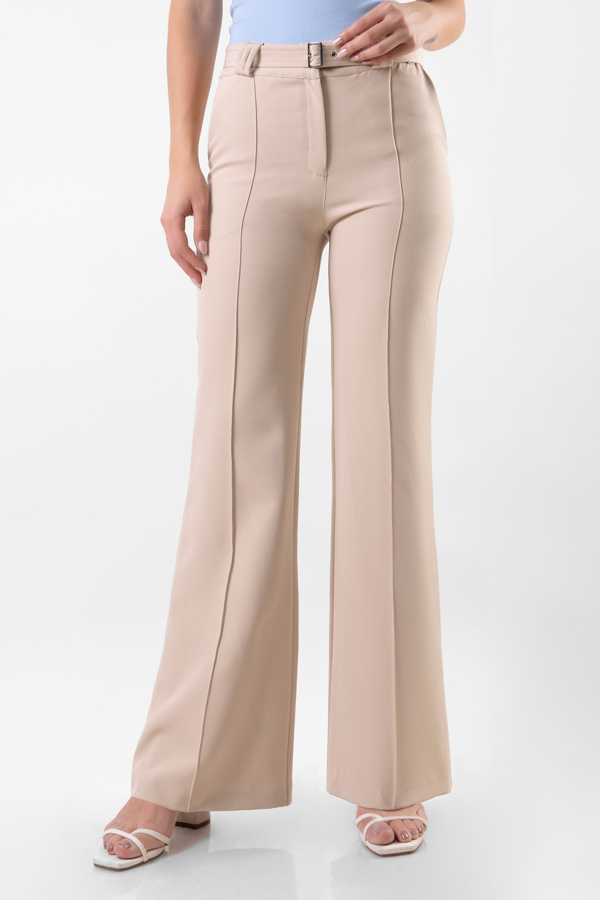 PANTALÓN PALAZZO GALICIA BEIGE - Main Image