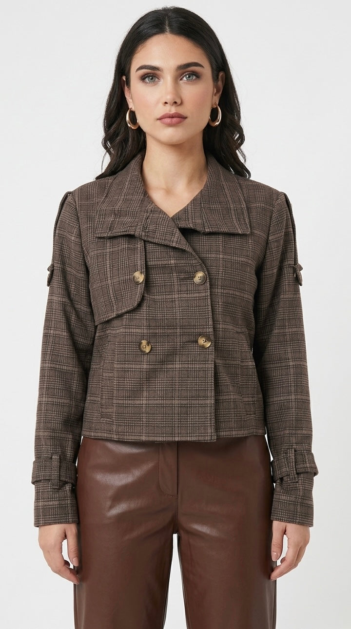 CASACA FUNNEL  NECK JACKET  ALE MARRON