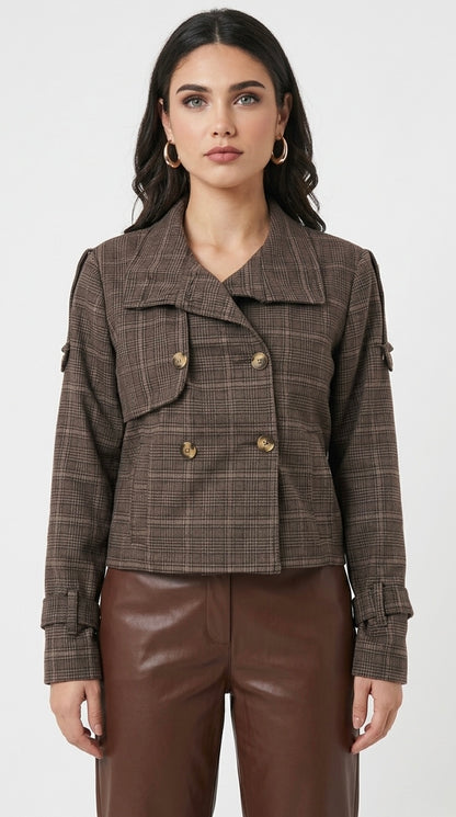 CASACA FUNNEL  NECK JACKET  ALE MARRON