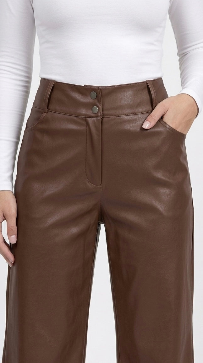 PANTALON DE CUERINA MARRON MAFER